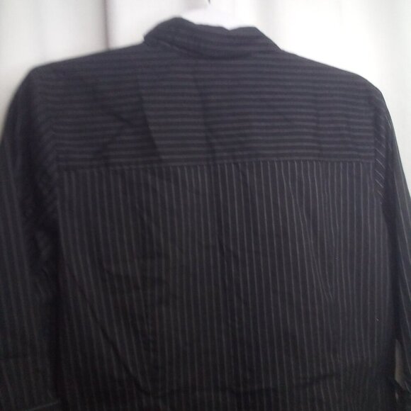 Worthington Blouse Shirt Women L Button Up 3/4 Sleeve Stripe Black White - Picture 3 of 16
